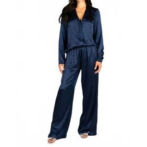 NEW SINCERELY OURS thea embellished satin top in navy